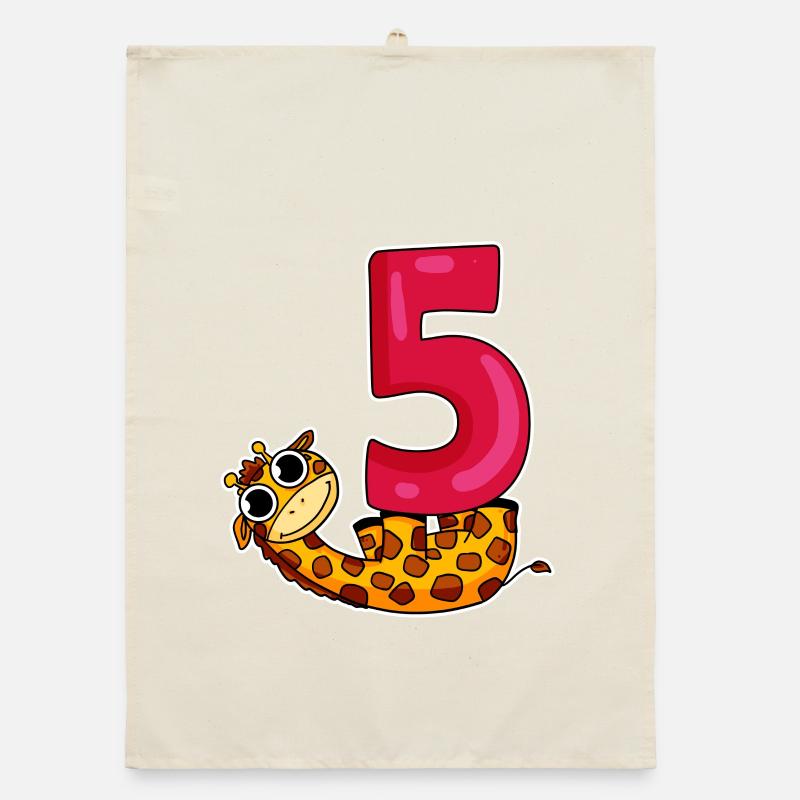 5 Birthday Motif Giraffe - Five Years Old Organic dish towel