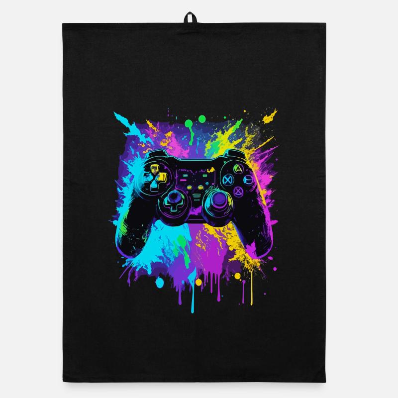 Colorful Graffiti Gaming Controller Organic dish towel