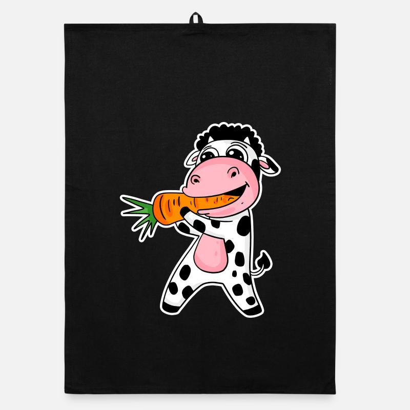 Cow eats carrot Organic dish towel