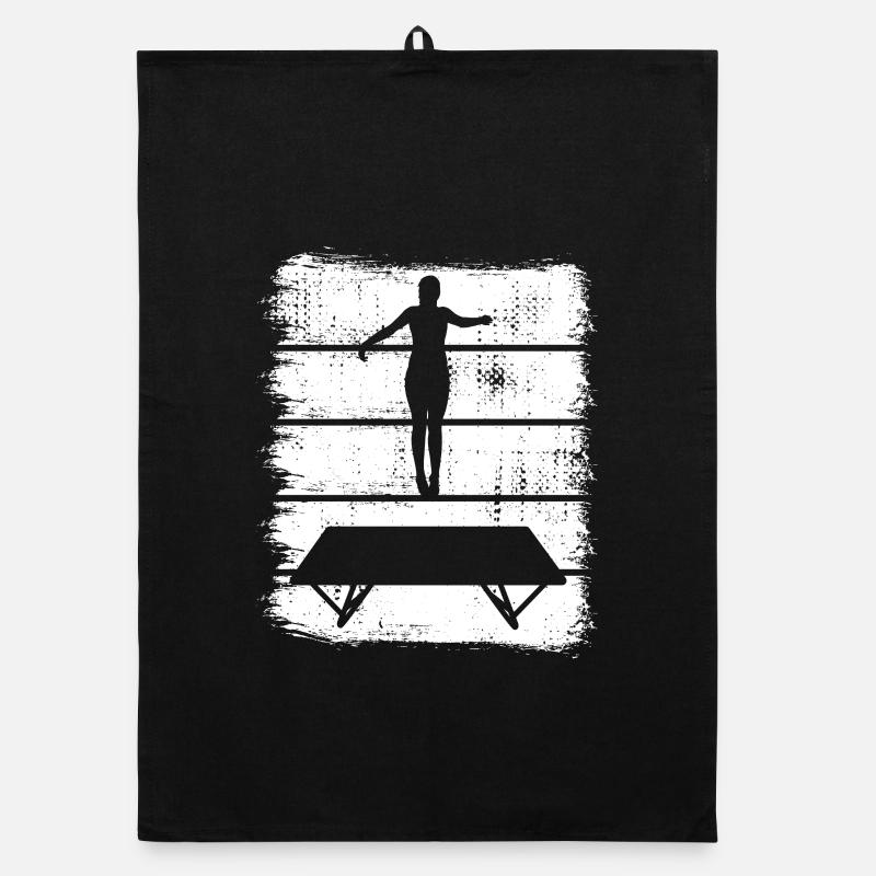 Dessin de trampoline - Torchon bio - noir