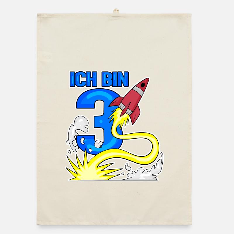 3 Geburtstag Junge Astronaut Rakete - Drei Jahre Organic Geschirrtuch