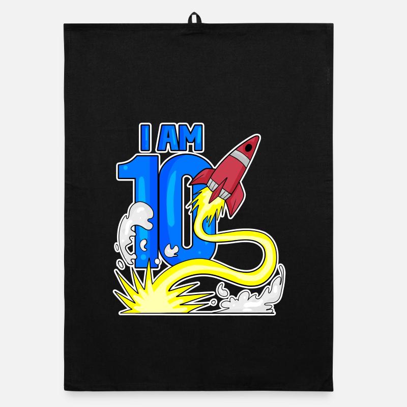 10 Birthday Boy Astronaut Rocket - Dix ans Torchon bio