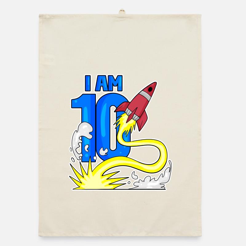 10 Birthday Boy Astronaut Rocket - Dix ans Torchon bio