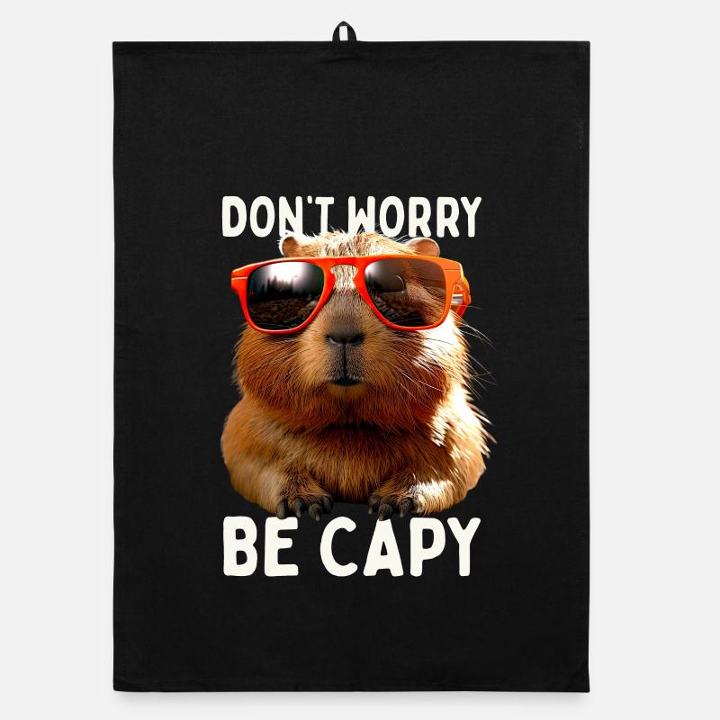 Capybara Ne t’inquiète pas être Capy Capybara Rongeur - Torchon bio - noir