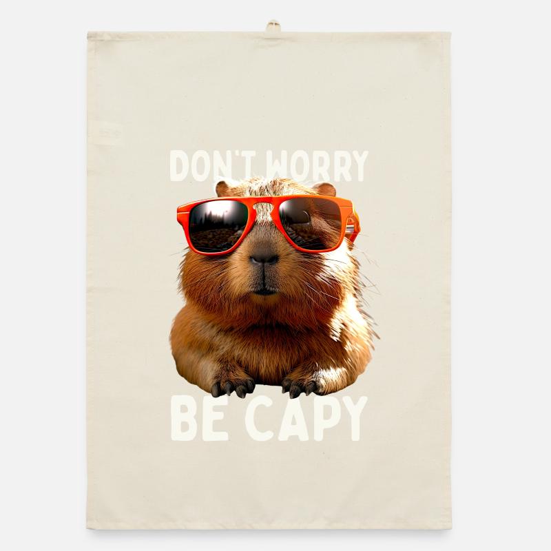 Capybara Dont Worry Be Capy Capybara Rodent Organic dish towel