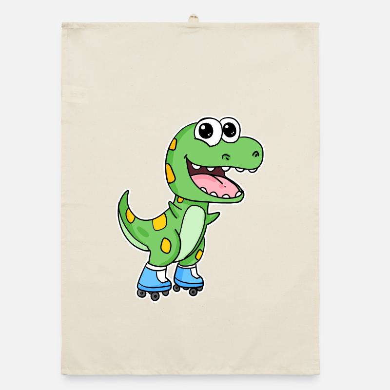 Dinosaur Skating Organic dish towel