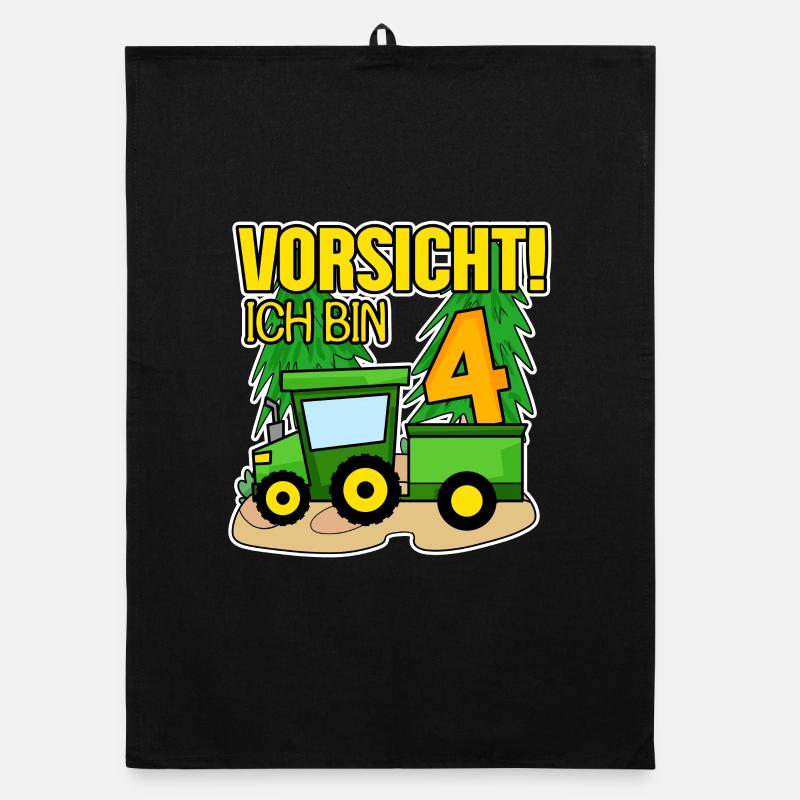 Traktor 4 Jahre Junge 4. Geburtstag Sohn Organic Geschirrtuch