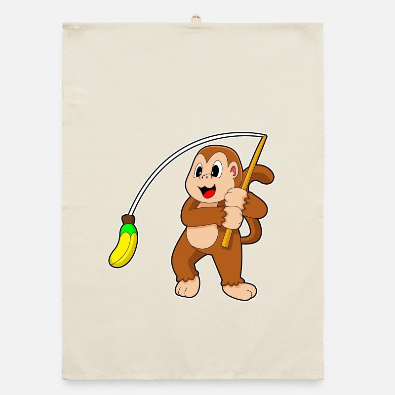 Canne à pêche Monkey Pêcheur Canne à pêche Torchon bio