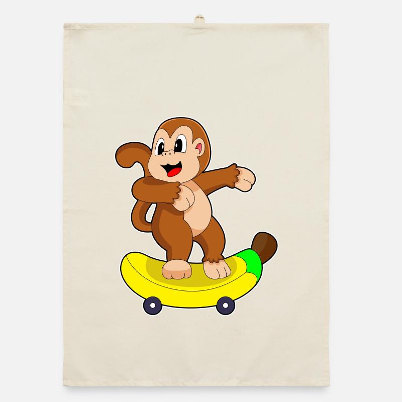 Monkey Skater Skateboard Torchon bio