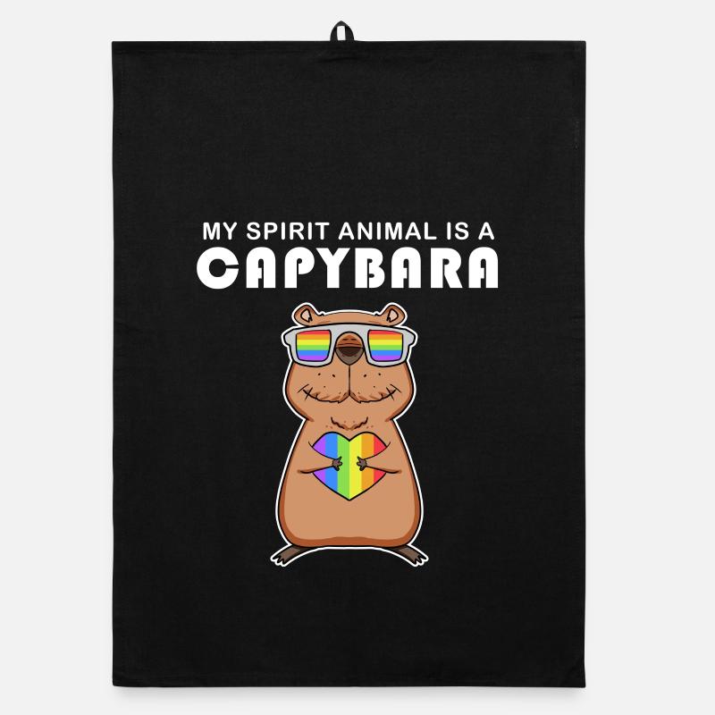 Capybara Capybara Cadeau - Torchon bio - noir