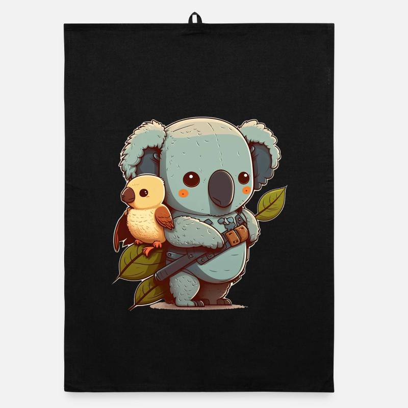 Koala und kleiner Vogel bereit für ein Abenteuer Organic Geschirrtuch