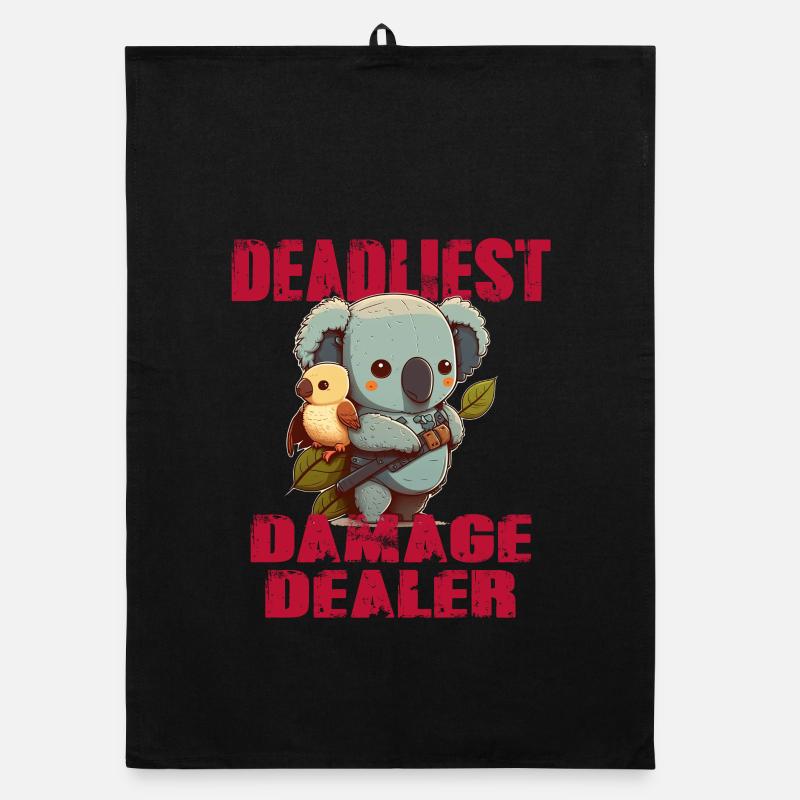 Deadliest damage bringer: koala bear with bird Organic dish towel