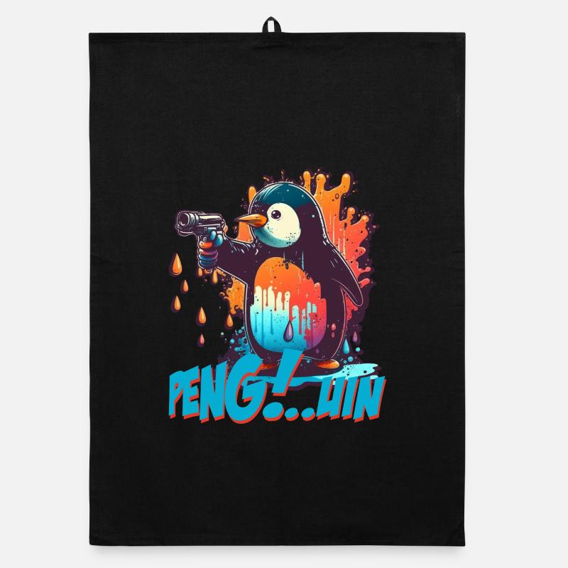Pen..guin Pinguin mit Pistole Organic Geschirrtuch