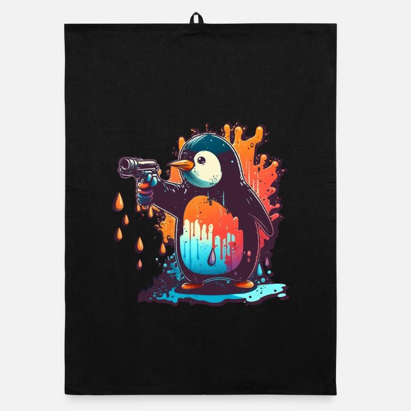 Pingouin avec kolt effiloché Torchon bio