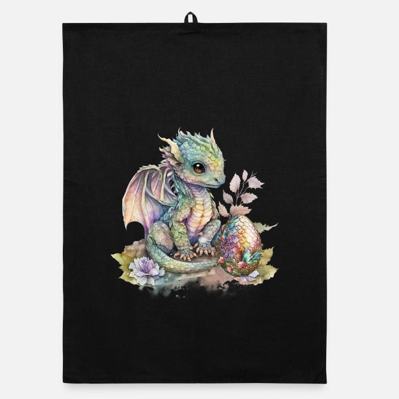 Fabelhafter Baby-Drachen mit Blumen Organic Geschirrtuch