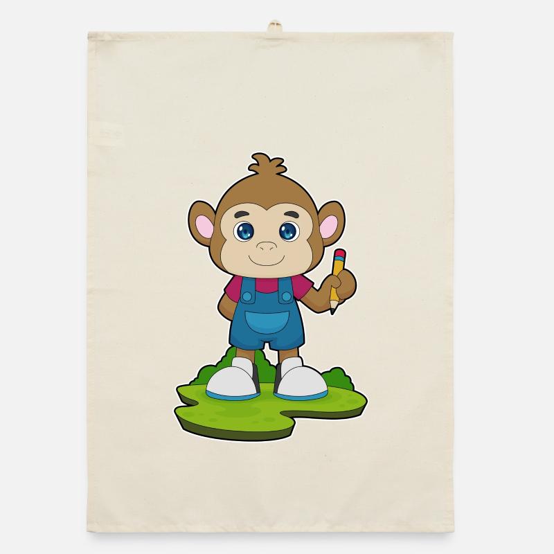 École Monkey Pencil Torchon bio