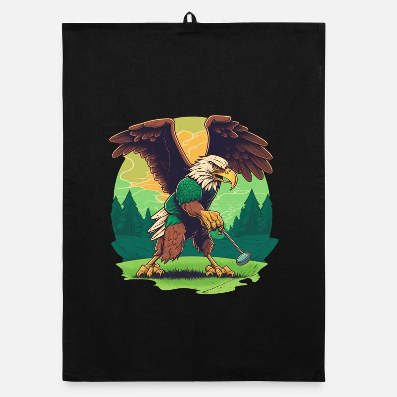 Golf-playing eagle Organic dish towel