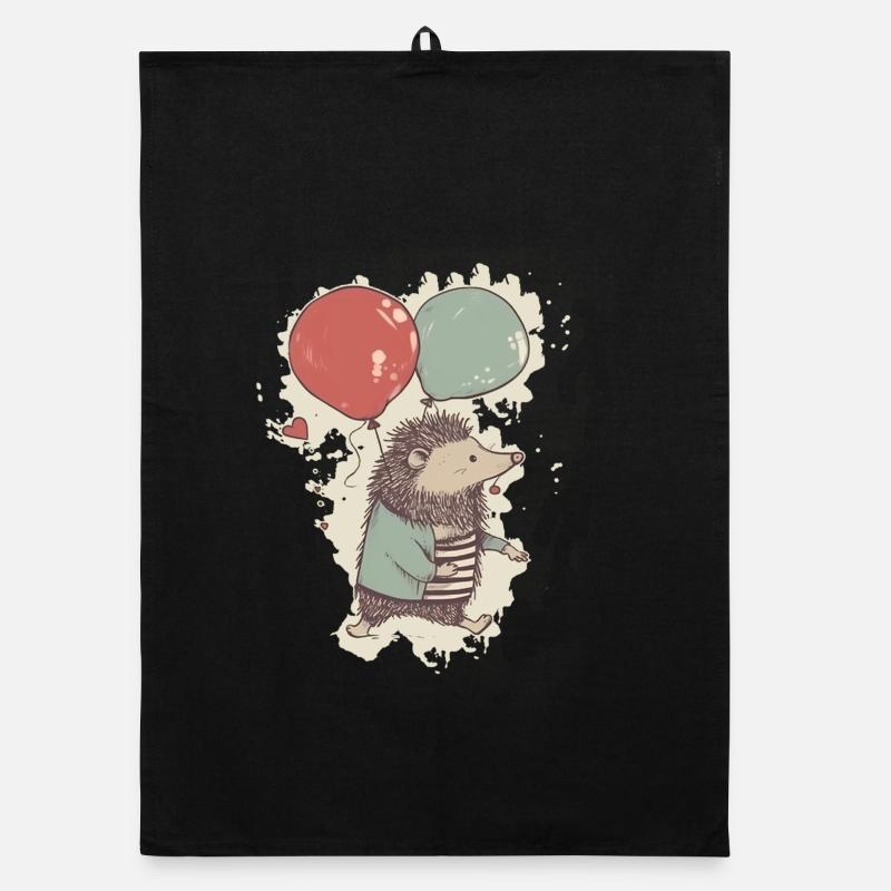 Igel mit Luftballons Organic Geschirrtuch