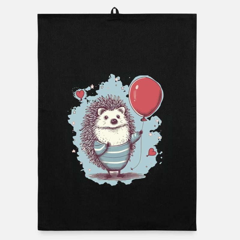 Cute hedgehog with balloon Organic dish towel