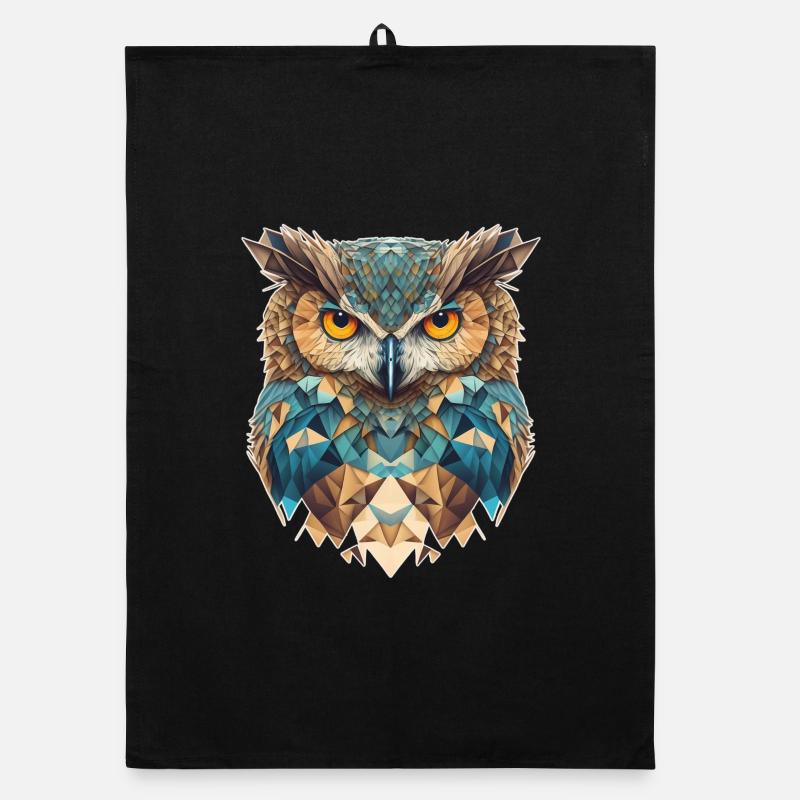 Owl head geometric Organic dish towel