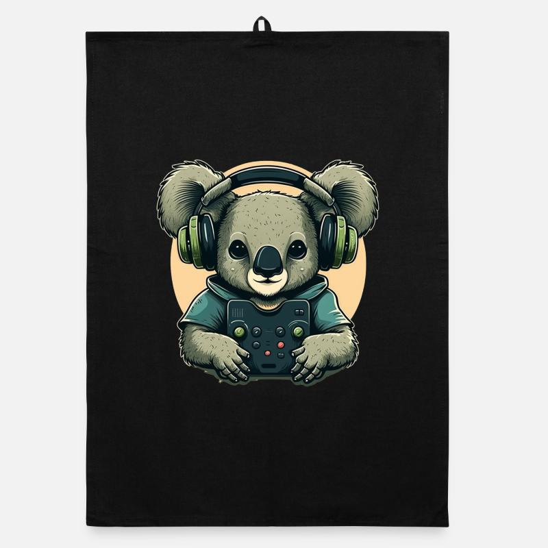 Koala bear with Walkman Organic dish towel
