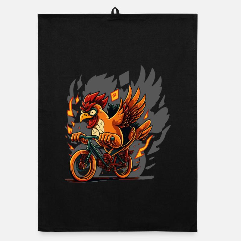 Chicken on bike Organic dish towel