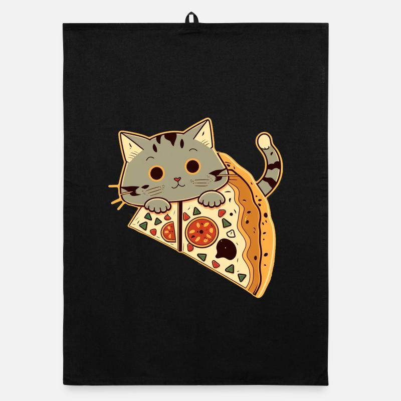 Pizza mit Katze Organic Geschirrtuch