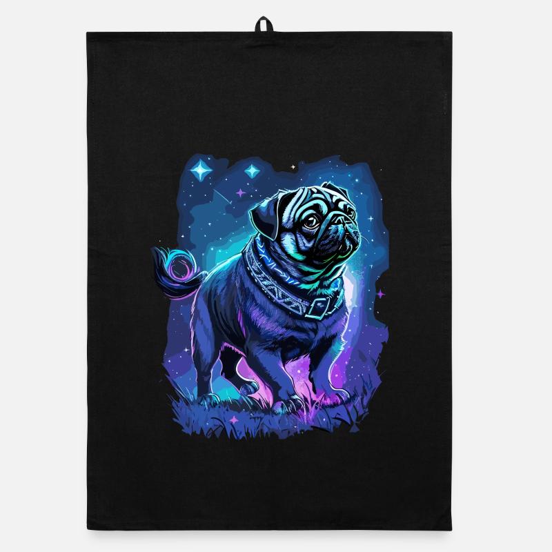 Mops Hund Mitternachtszauber Organic Geschirrtuch