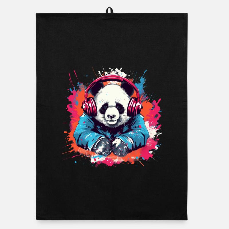 Panda als Dj Organic Geschirrtuch