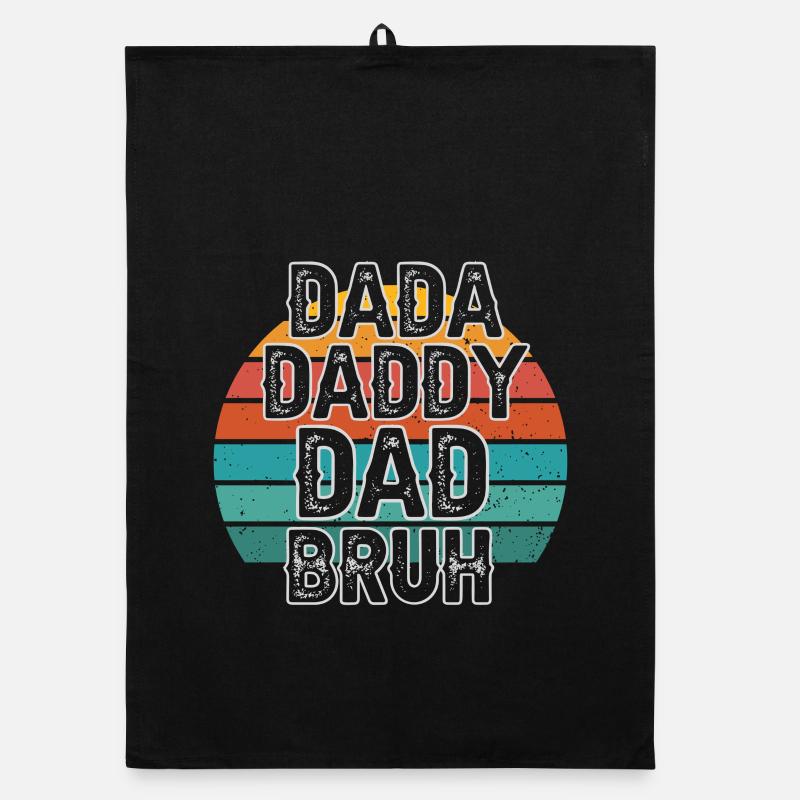 Retro 70s Design with Dada Dad Bruh Lettering Organic dish towel