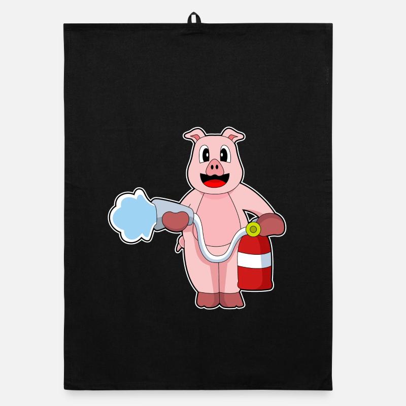 Pig Firefighter Fire Hose Fire Hose Fire Brigade Organic dish towel