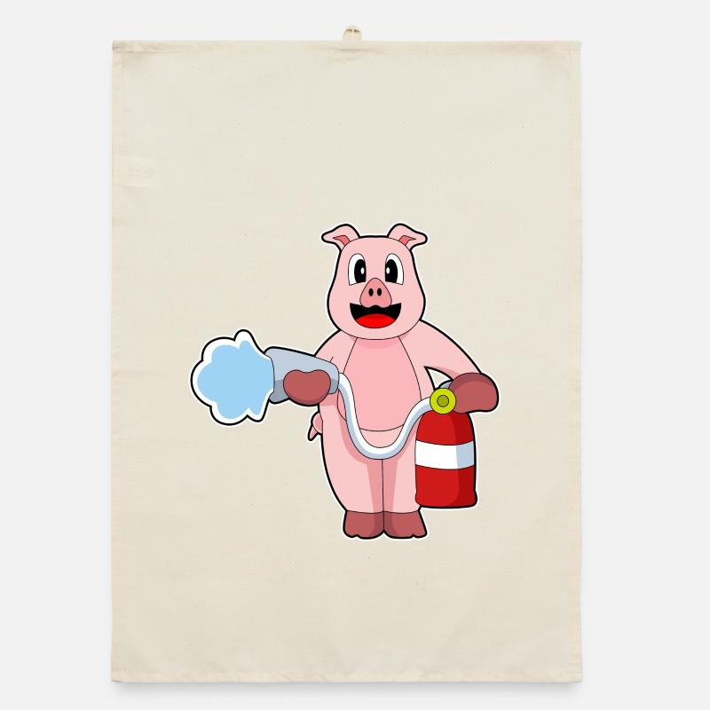 Pig Firefighter Fire Hose Fire Hose Fire Brigade Organic dish towel