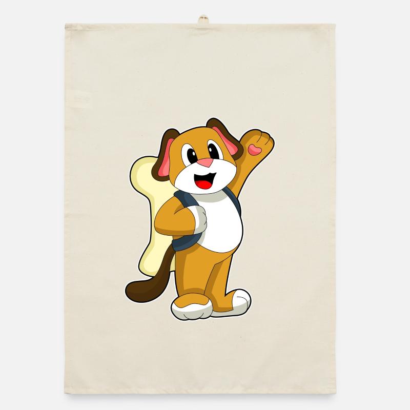 Dog Student Backpack School Organic dish towel
