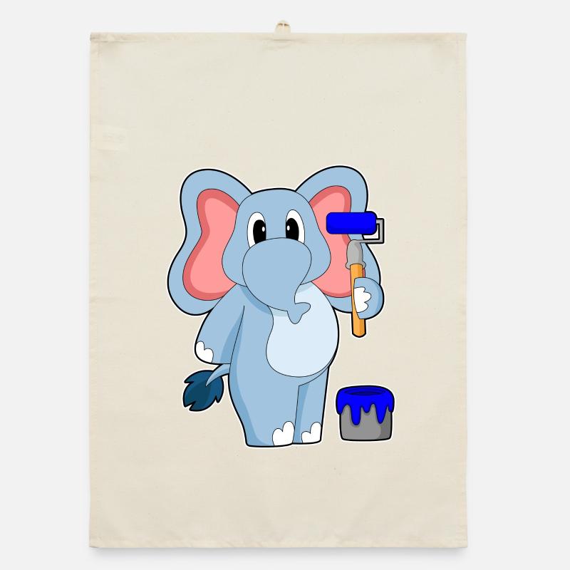 Elefant Maler Farbroller Malen Organic Geschirrtuch