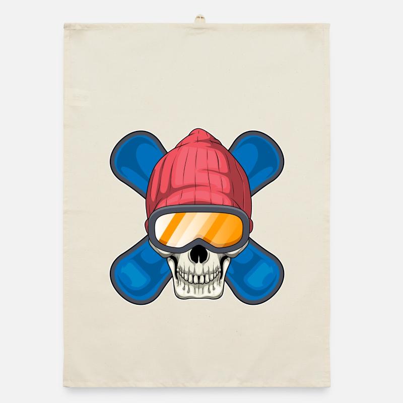 Skull Snowboarder Snowboard Torchon bio