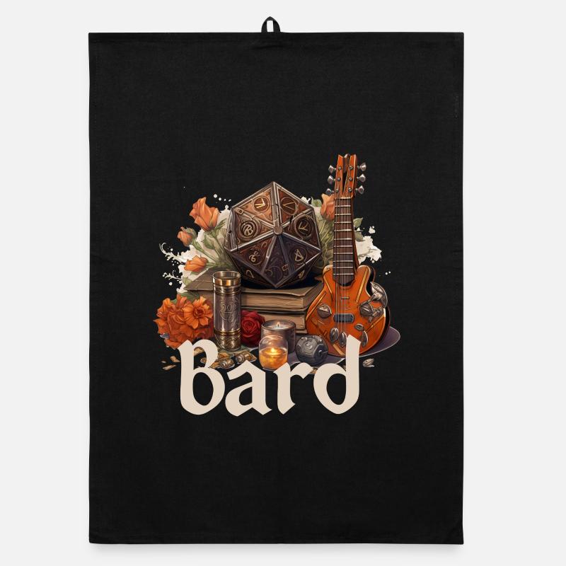 Bard with D20 & Items – Fantasy RPG Design Organic dish towel
