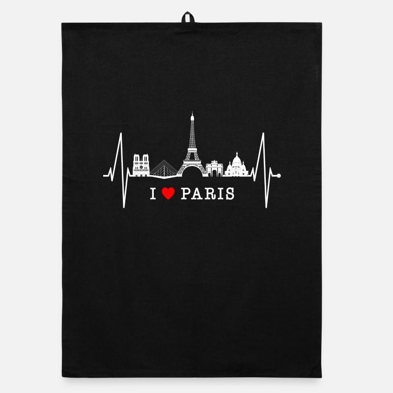 Paris Skyline Herzschlag Eiffelturm Frankreich Organic Geschirrtuch