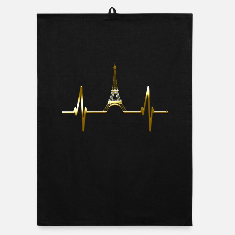 Paris Skyline Herzschlag Eiffelturm Frankreich Organic Geschirrtuch