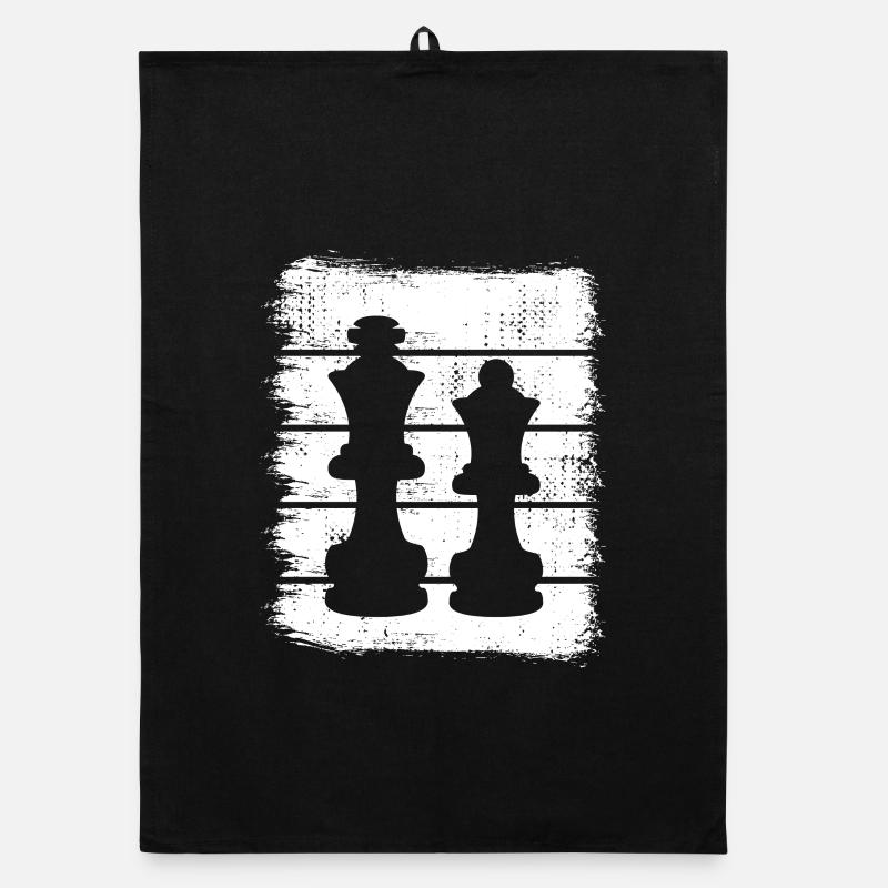 Chess pieces drawing Organic dish towel