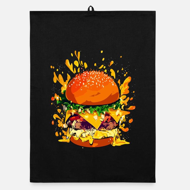 Extravaganter Cheeseburger mit Käse Splatter Organic Geschirrtuch