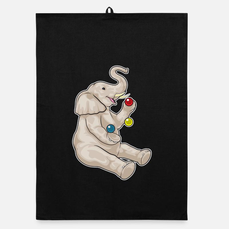 Elephant juggler juggling Organic dish towel