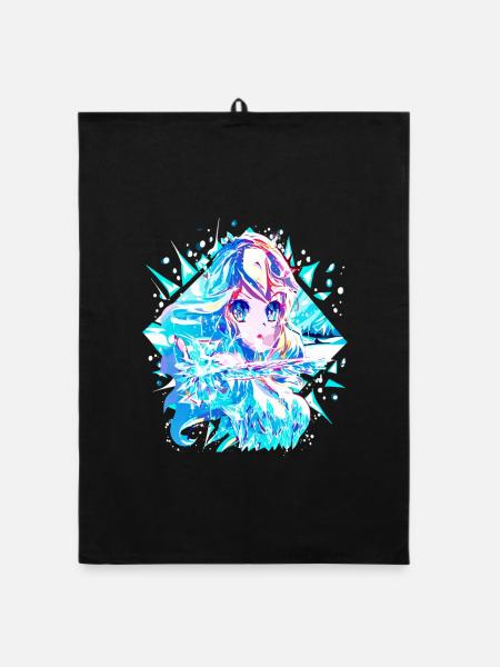 Anime Reine des neiges Princesse des glaces - Torchon bio - noir - Devant
