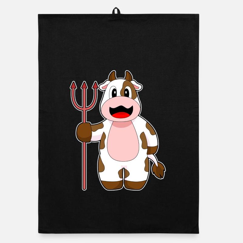 Vache Halloween Devil Trident Torchon bio