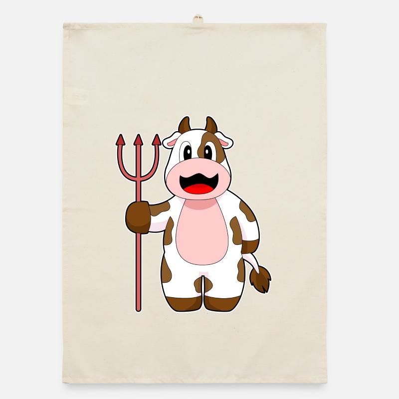 Cow Halloween Devil Trident Organic dish towel