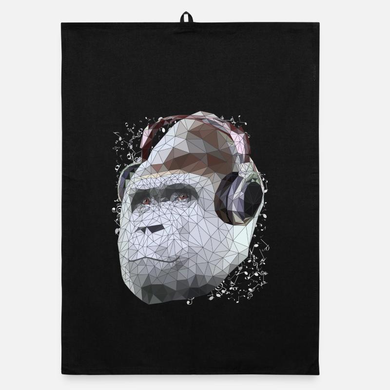 Gorilla mit Kopfhörern Low Poly Pop Art Kunst Organic Geschirrtuch