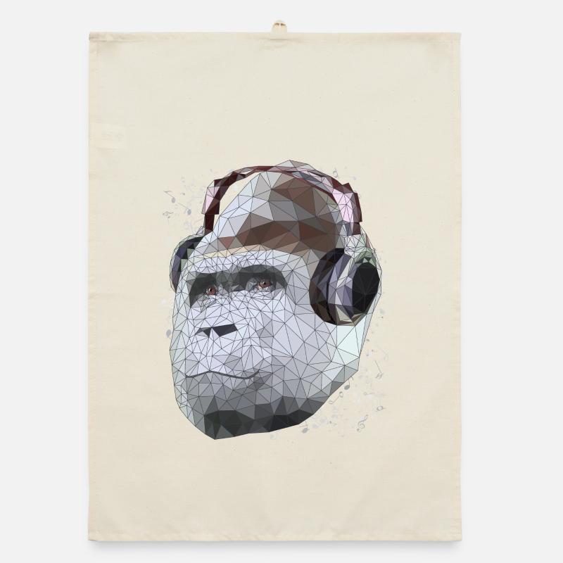 Gorille avec casque Low Poly Pop Art Torchon bio
