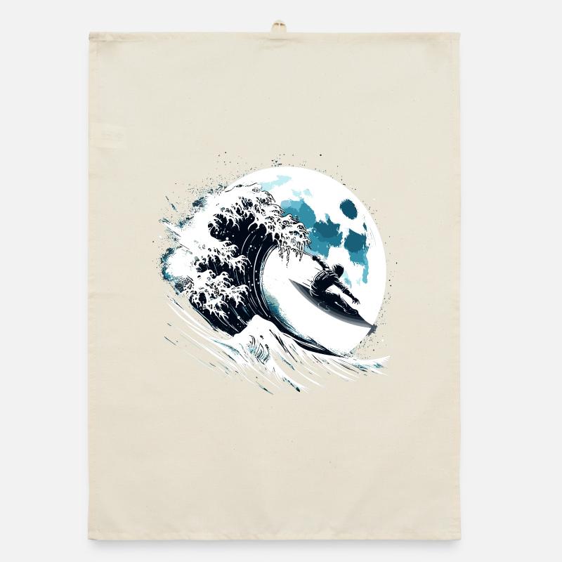 Astronaute Surfeur Moon Surfer Torchon bio