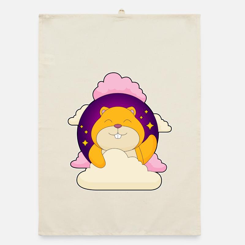 Hamster Clouds Organic dish towel