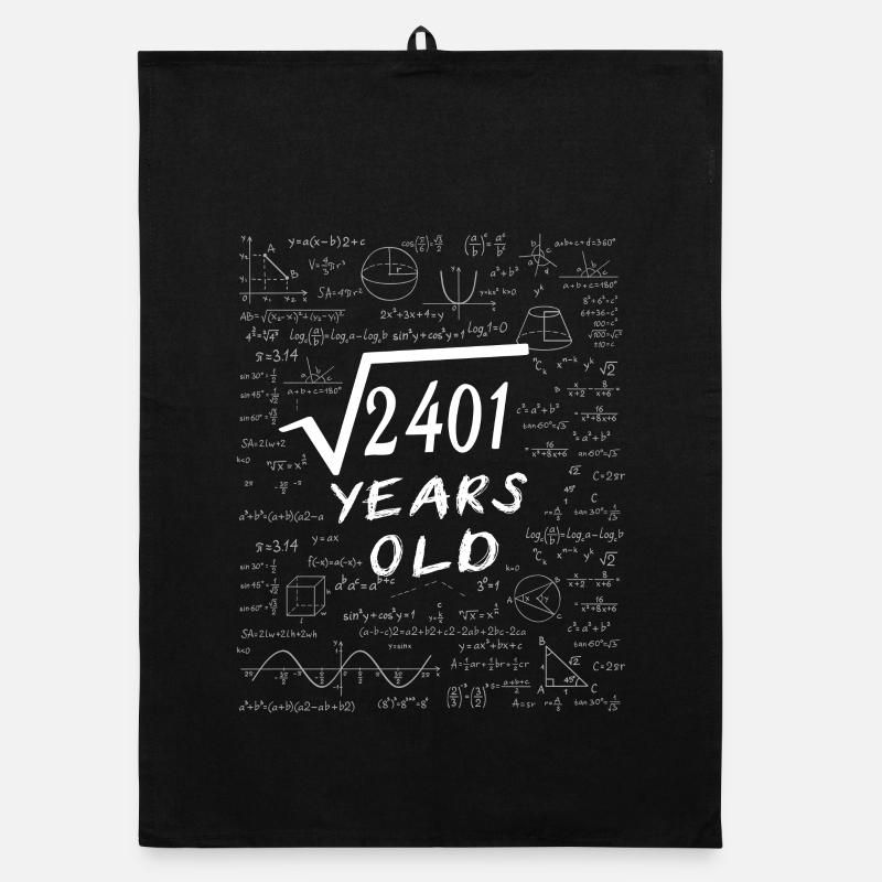 49e Anniversaire 49 ans Racine carrée de 2401 math Torchon bio