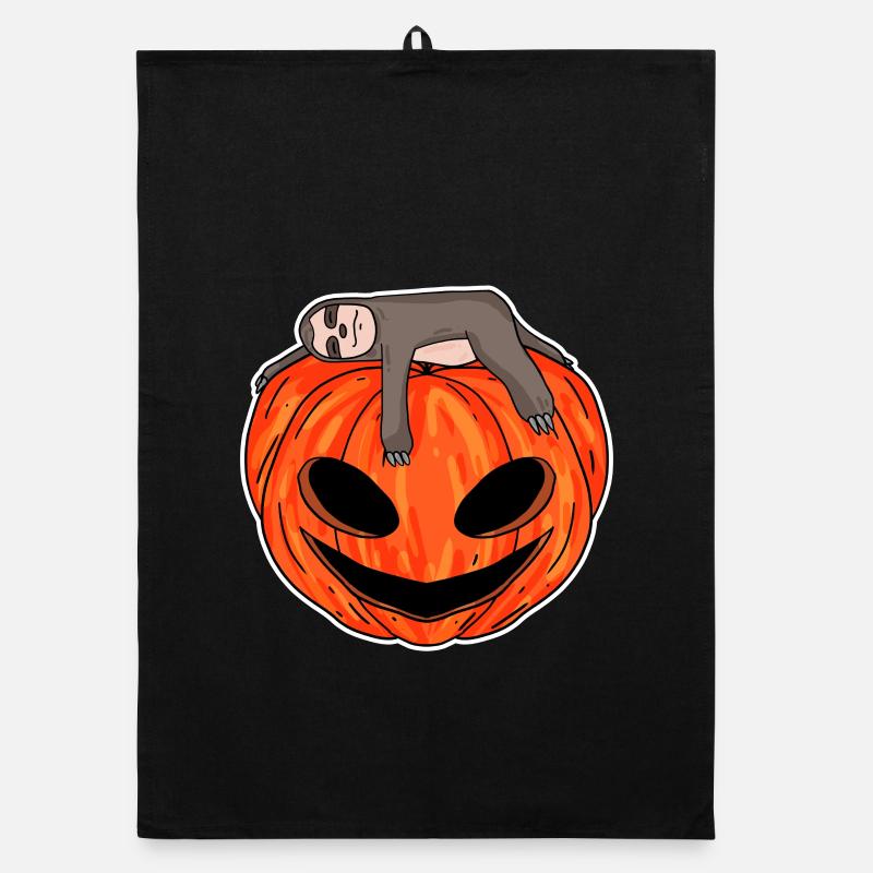 Sloth sleeping on pumpkin Organic dish towel